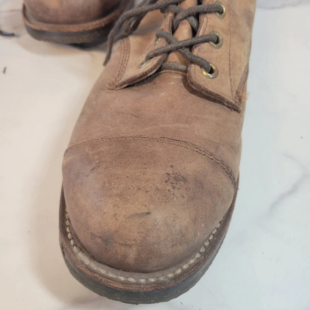 LL Bean Katahdin Iron Works Engineer Boots Brown Leather Cap Toe Mens 9.5 D